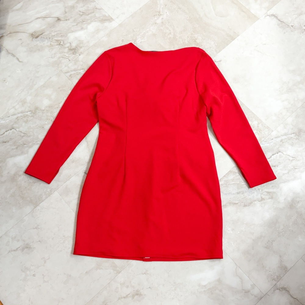 INC International Concepts Red Long Sleeve Tie Front Sheath Dress XL - Picture 8 of 8
